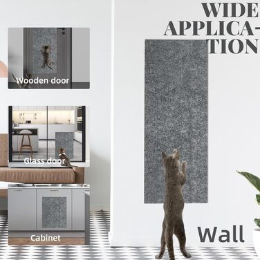 Килимок для дряпання котів, килимок для стіни, 200x40 см, світло-сірий