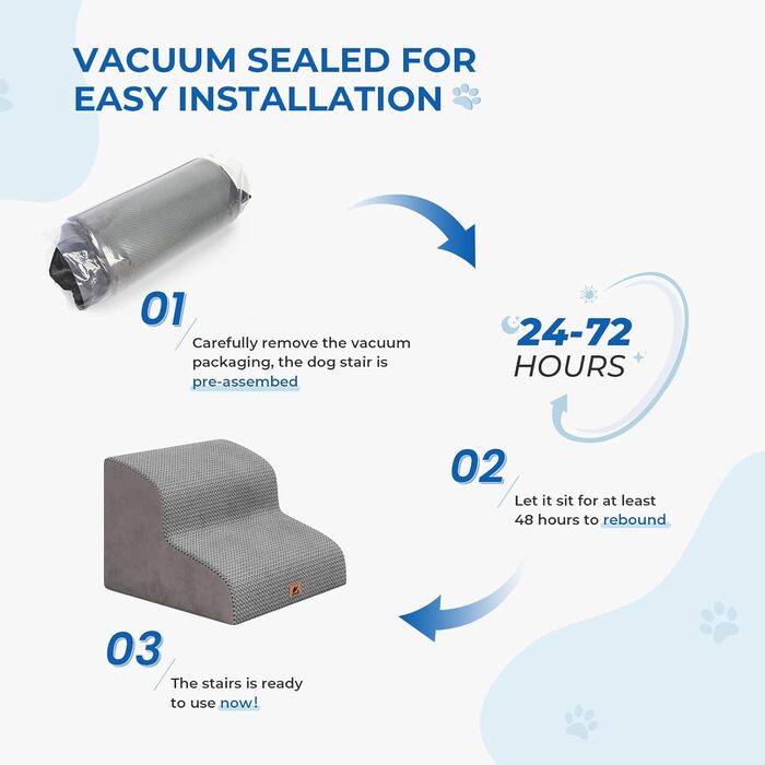 Сходинки для собак маленьких порід, 3 сходинки, 40 см, для дому, миються, неслизькі, для котів та собак, сірі