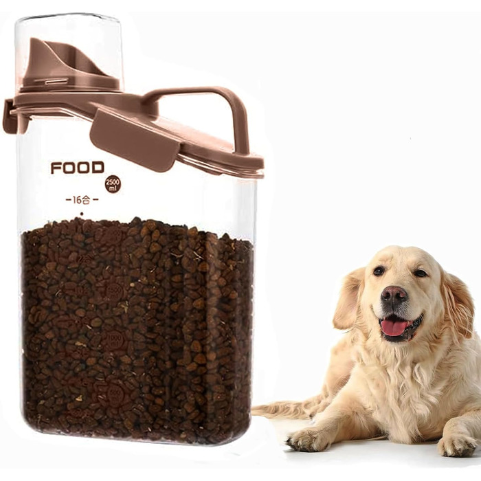 Контейнер для корму для собак і котів, 2,8 л, герметичний, з мірним стаканчиком, BPA-free, для дому та подорожей
