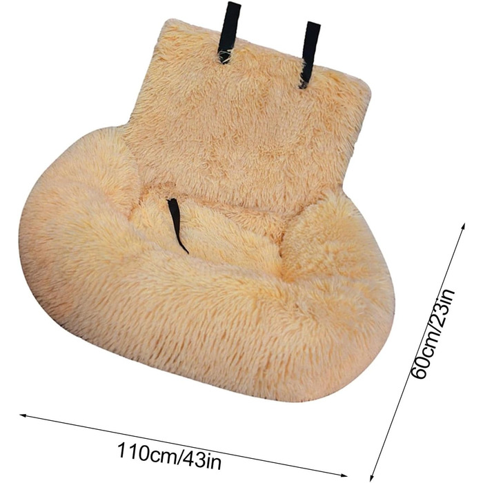 Автокрісло для собак, лежанка для собак у машину, м'яке автокрісло для тварин з ременем безпеки, переноска для собак, авто лежанка для маленьких, середніх та великих собак (персиковий, великий)
