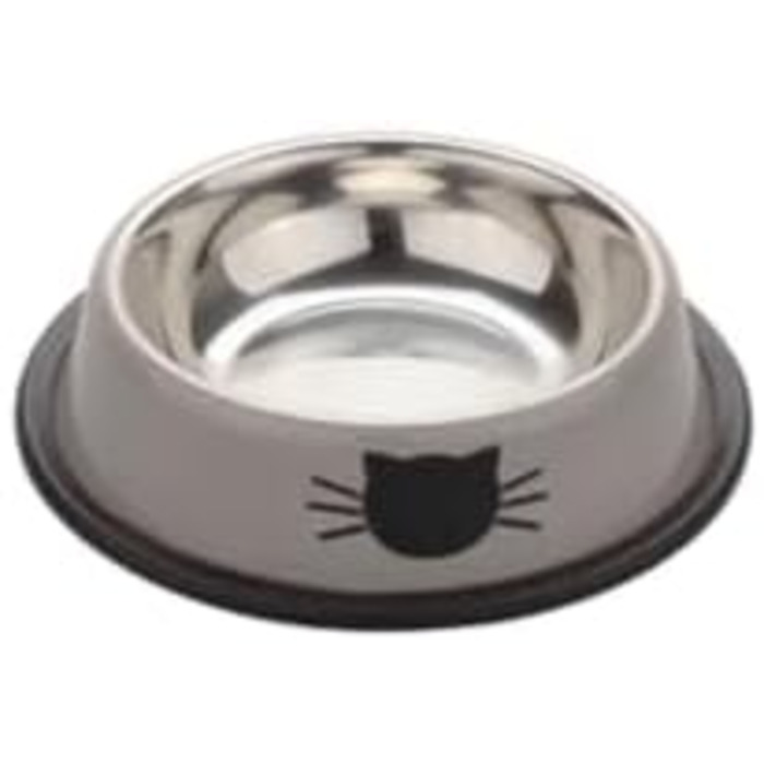 Набір мисок для котів PawPourri з нержавіючої сталі, протиковзкі, 2 шт (230 мл, сірий, червоний, помаранчевий, чорний)
