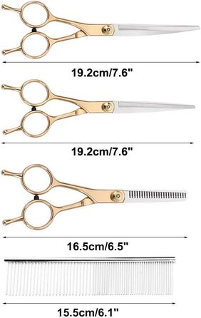 Набір професійних ножиць для грумінгу собак та котів Fellschere 5-в-1: ножиці, сталевий гребінець, сумка для зберігання