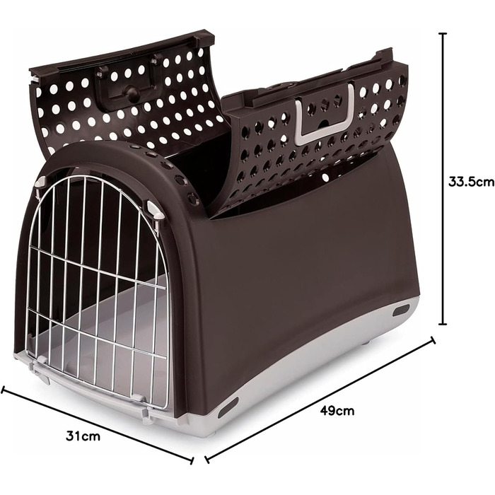 Транспортна клітка Tiendanimal, унікальний дизайн, з верхніми дверцятами, чорна