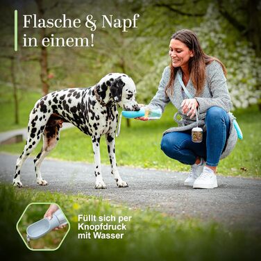 Поїлка-фляга для собак 300 мл - 3 в 1 | Фляга для води для собак, виготовлена з BPA-free матеріалу, з функцією автоматичного наповнення | Підходить для маленьких та середніх собак, сірого кольору