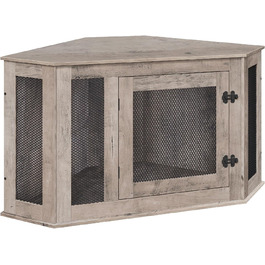 Клітка для собак Eck Möbel, Будка для собак для дому, для використання в приміщенні, 113 x 60 x 60 см, клітка для малих та середніх собак, багатофункціональна, у вінтажному стилі, з ефектом пошкодженого дерева, колір Беж ADCWT0801