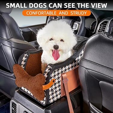 Автокрісло для собак Amoilly, середньорозмірне, з консоллю та підняттям для котів, брудовідштовхувальне, переноска для тварин, з ременями та килимком (Колір: Коричневий, Розмір: M)