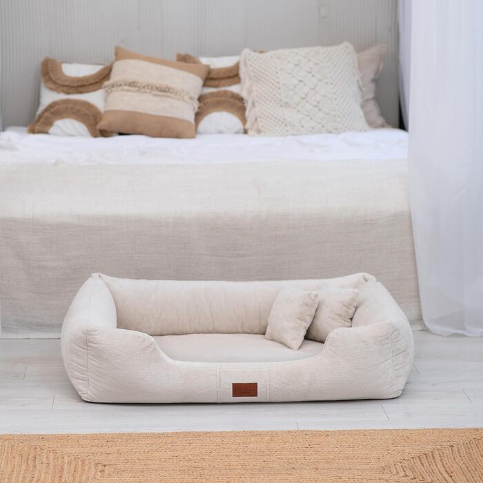 Ортопедичний лежак для собак Candy, середній/маленький розмір - м'який лежак для собак, килимок для собак з плюшу, антиковзкий, м'який, довговічний, зносостійкий, міцний (XXXL+|160x110 см, кремовий)