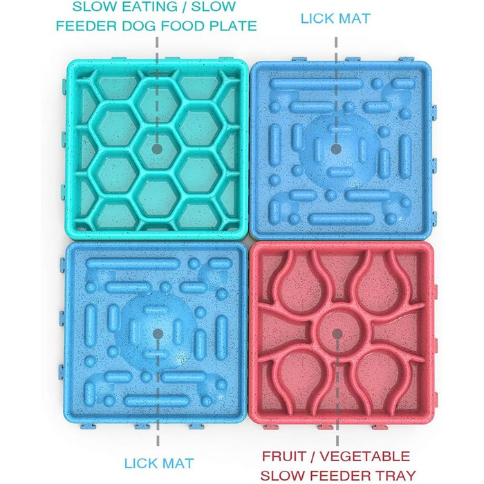 Набір мисок для собак 4 в 1 з уповільненням годування, інтерактивна миска для собак та котів, з присосками (4 шт.)