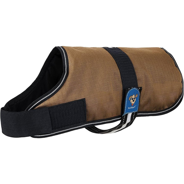 Теплий собачий накид Knuffelwuff 13931-016 з функціональною тканиною, світловідбиваючий, коричневий/чорний, 55 см