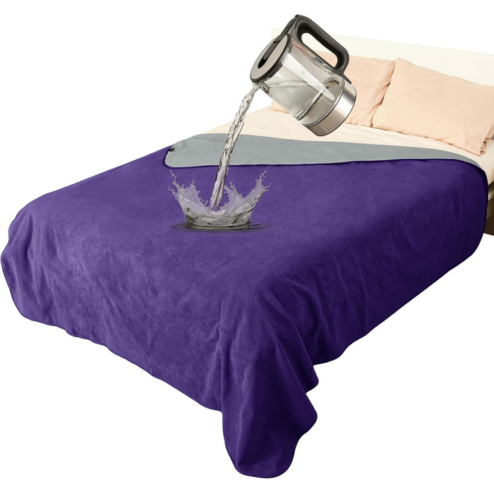 Водонепроникний плед для собак та котів, 203 x 152 см (фіолетовий/сірий)