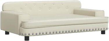 Крісло-ліжко для собак, м'яке ліжко для тварин, лежанка для собак та котів, штучна шкіра, 90 x 53 x 30 см, кремовий колір