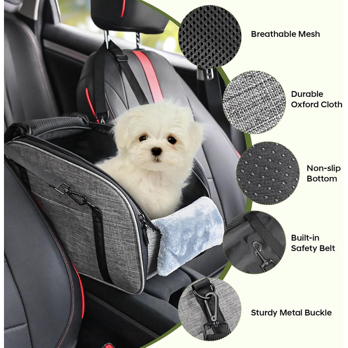 Автокрісло для собак Petzauber – зручне та безпечне автокрісло для маленьких та середніх собак, сірого кольору