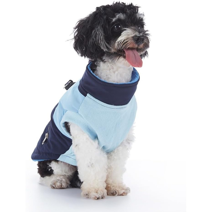 Зимовий теплий пуховик для собак Waerdichter Outdoor, для малих та середніх собак, з світловідбиваючими смугами та отвором для повідка (BLAU, S)