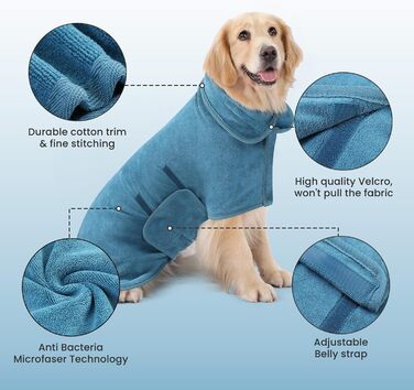 Рушник для собак PETTOM з мікрофібри, швидковисихаючий, бавовняний, супер вбираючий (L, блакитний)