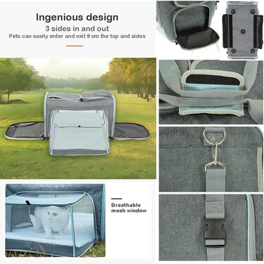 Розширювана переноска для домашніх тварин, переноска для котів/собак, переноска для подорожей знімними колесами, складана переноска для собак та котів середніх та маленьких порід (колір: Стиль C)