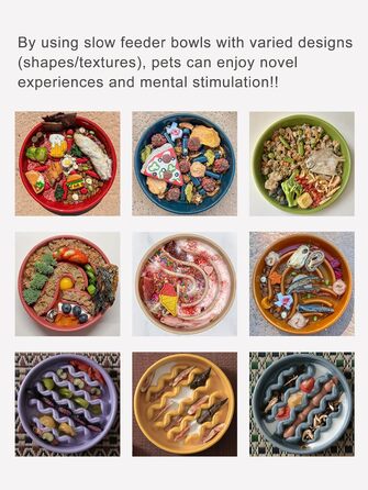 Миска для собак Slow Feeder з кераміки з антиковзним силіконовим краєм - миска-лабіринт для запобігання здуття та ожиріння (Apricot-S) Small Waves-Apricot