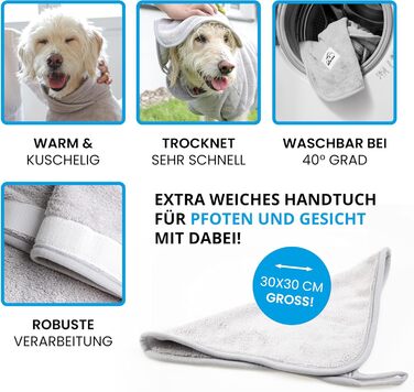 Рушник для собак після купання – швидковисихаючий, мікрофібра, сірий, розмір M