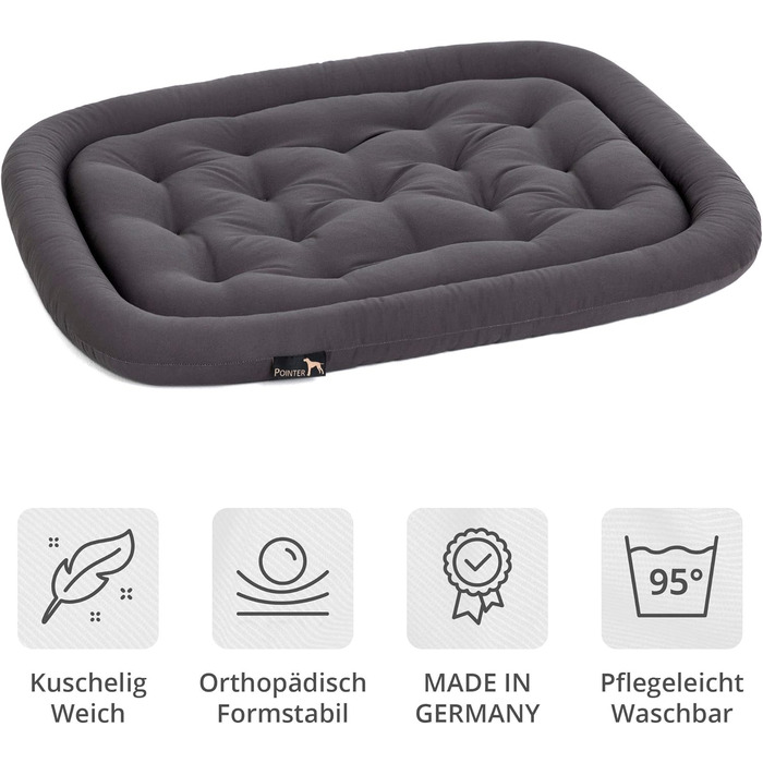 Ортопедична подушка для собак середніх порід, 90x60 см - лежанка для собак, миється до 95°C, без запаху, міцна, для дому та вулиці, Made in Germany