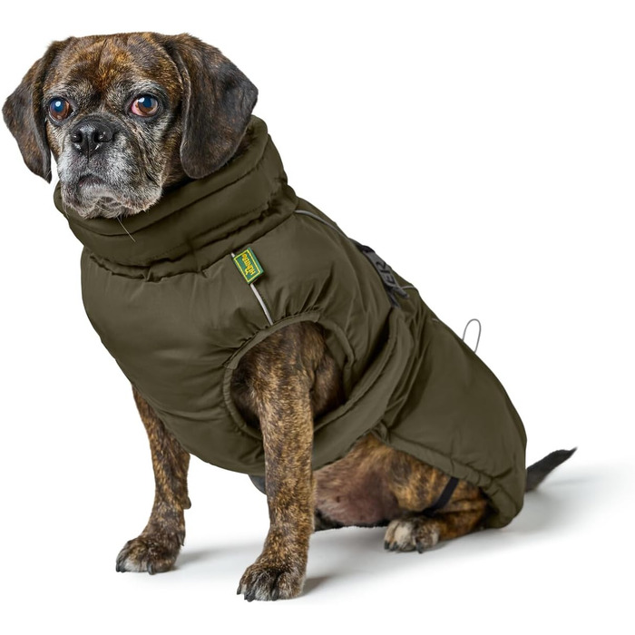 Накидка для собак HUNTER Paxson Mops & Co., оливковий колір, водонепроникна, з відбиваючими елементами, для маленьких собак