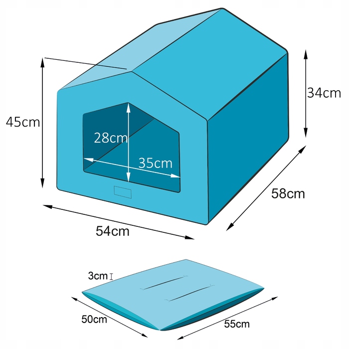 Собача будка PillowPrim, штучний матеріал, зовнішні розміри: 58 см x 54 см x 45 см