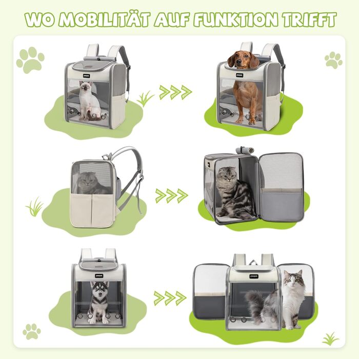 Рюкзак-переноска для котів та собак великих порід ALLSOPETS, складаний, дихаючий, для подорожей, прогулянок (димно-зелений, блискучий)