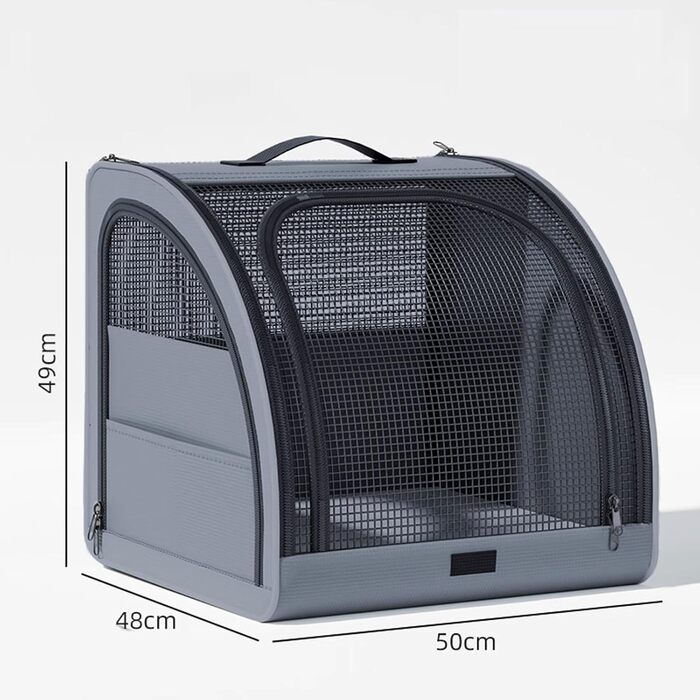 Транспортна переноска для собак та котів, авто-переноска для тварин з панорамним вікном 360°, оксфордська тканина, розмір L (50 x 48 x 49 см)