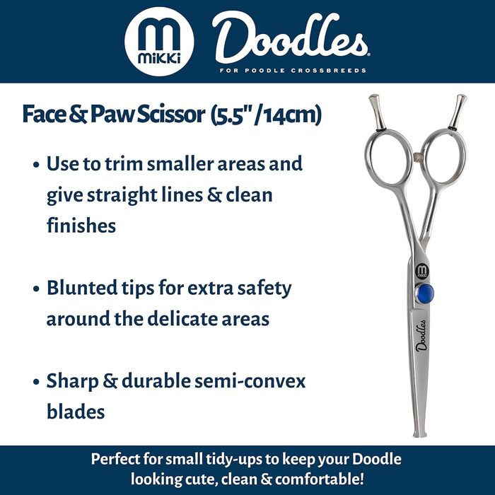 Ножиці для грумінгу собак Mikki Doodle: ножиці для собак та цуценят, 19 см, для обрізки та формування шерсті