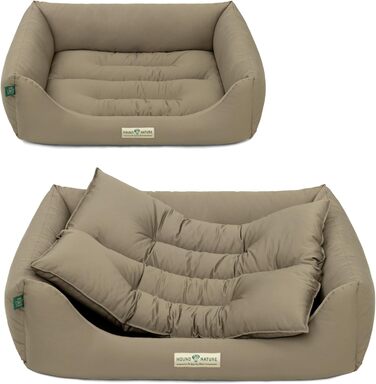 HOUND & NATURE: М'яке ліжко для собак середнього розміру Bern, 95x70 см, Taupe | Ліжко для собак, м'яке, кушетка, лежанка, перемикається, зручне, миється