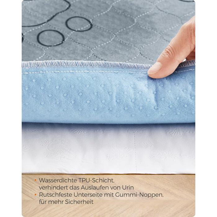 Підстилка для собак Feandrea, 2 шт., XXXL, 183 x 183 см, сіра, витривала, не слизька, супер вбираюча, для собак