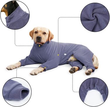 Пуловер для собак великих порід, теплий зимовий костюм з флісу, 4 лапи, одяг для собак, піжама, пуловер, сірий, синій, XXL