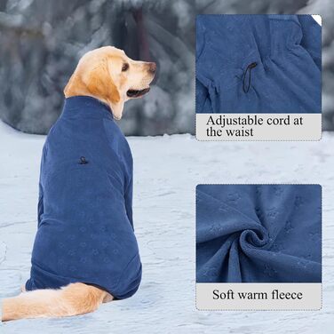 Теплий зимовий костюм для собак: флісовий пуловер з ніжками, халат, куртка для великих та середніх собак, 7XL, колір морський