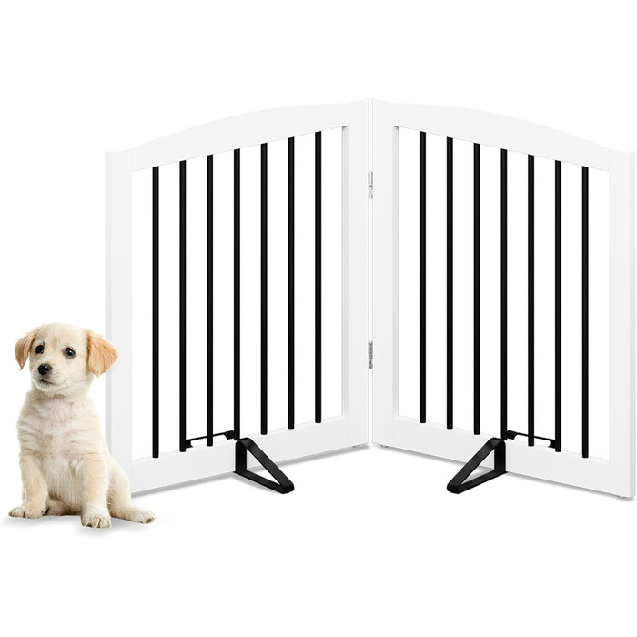 Гілка для собак HOLTICO: захисний бар'єр без свердління, металевий, дерев'яний, для дому, складна, білий, 3 панелі