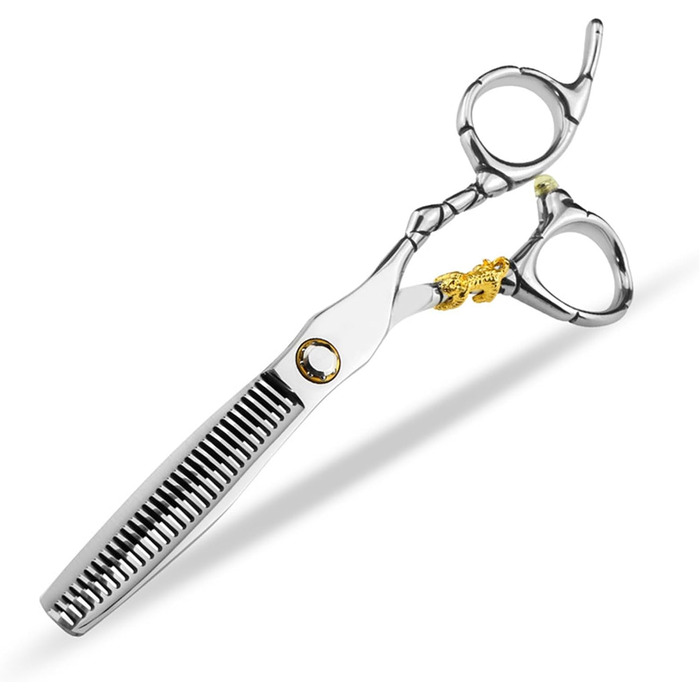 Набір професійних ножиць для грумінгу собак 6 дюймів: прямі та проріджуючі ножиці з регулюванням та золотою ручкою