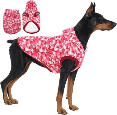 Теплий зимовий пуловер для собак IECOii з отвором для повідка та світловідбиваючими смугами, худі для собак, одяг для собак (M-4XL, Рожевий)