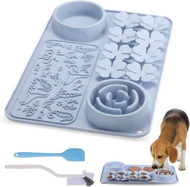 Силіконовий килимок для годування собак та котів - Slow Feeder, антиковзкий, інтерактивний, пазл-годувальник, для швидких їдців (Блакитний)
