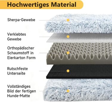 Ортопедичне ліжко для собак DONWEI, м'яке, з плюшем, 75x50x6 см, сірий колір