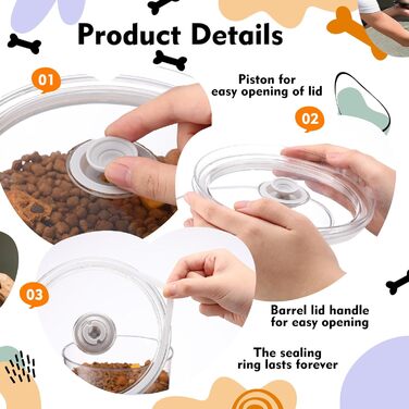 Контейнери для котячого корму LemonRoad 2 шт., 6.34 л/6 л, герметичні, з мірним стаканчиком