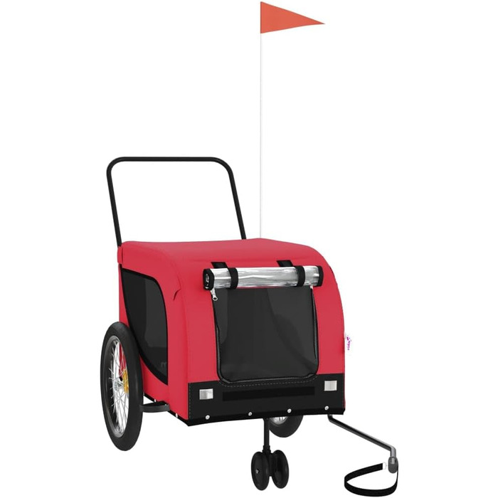 Причіп для велосипеда, переноска для собак, червоно-чорний, Oxford-тканина та метал, 94027