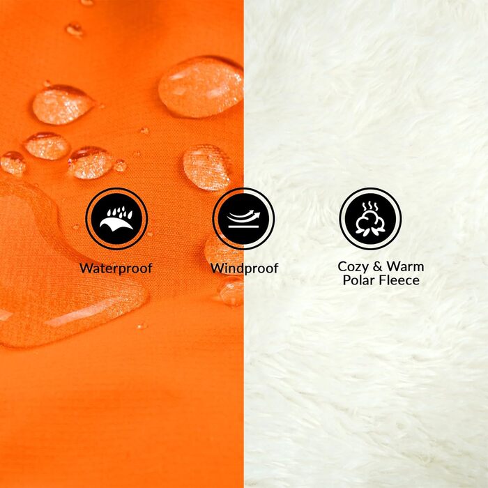 Теплий зимовий куртка для великих собак, флісова підкладка, водонепроникний та вітронепроникний, з блискавкою (Оранжевий, XL)