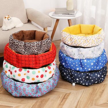 Кругле ліжко для собак та котів, плюшеве, з матеріалу PP бавовна, коричневий леопард (L)