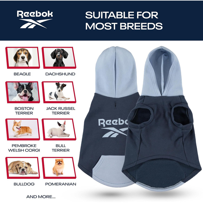 Reebok флісовий худі для собак з отвором для повідка, зимовий теплий светр для малих, середніх та великих порід, преміум якість