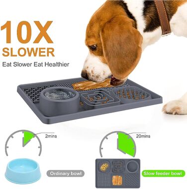 Килимок для собак Leckmatte, силіконовий, антиковзкий, для грумінгу, тренувань, стрижки, сірий