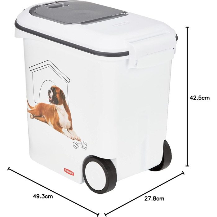 Контейнер для корму Curver 35 л, 12 кг, білий/сірий, для собак, Love Pets, пластиковий