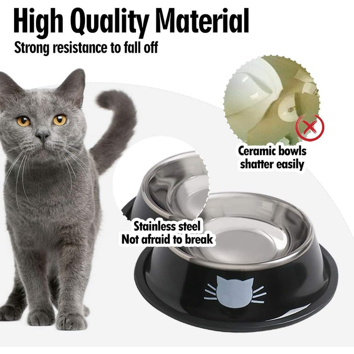 Набір мисок для котячого корму та води JochA: нержавіюча сталь, протиковзкий, легко миється, для котів та маленьких собак