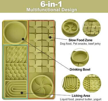 Силіконова килимок-головоломка для собак з присосками, Slow Feeder для цуценят та дорослих собак, антиковзаюча миска для повільного годування, зняття стресу та нудьги