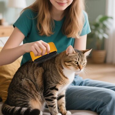 Щітка для котів для видалення шерсті, гребінець для грумінгу - аксесуари для домашніх тварин для довгошерстих собак та котів з функцією щоденного догляду для дому та подорожей, білий (жовтий)