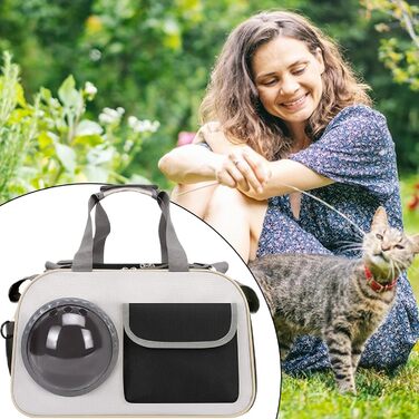 Транспортна сумка для кота Transportbox Katze - складана переноска для кота з вікном, дихаюча сумка-переноска для собак, котів, для подорожей літаком, кемпінгу, мотоцикла, авто (чорна)