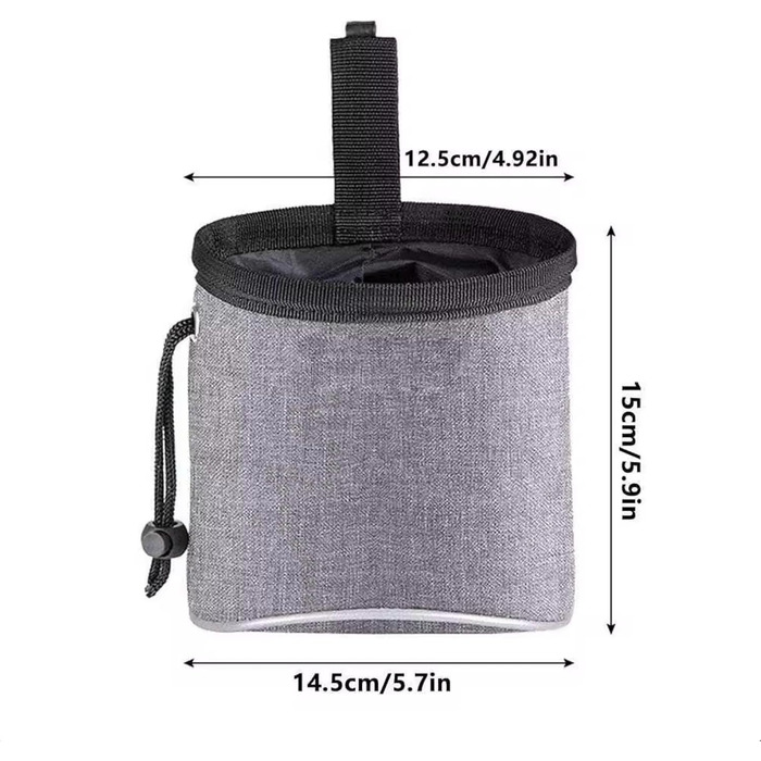 Сумка для тренувань з ласощами для собак, цуценят, сірого кольору. Містка сумка для прогулянок та збору екскрементів.