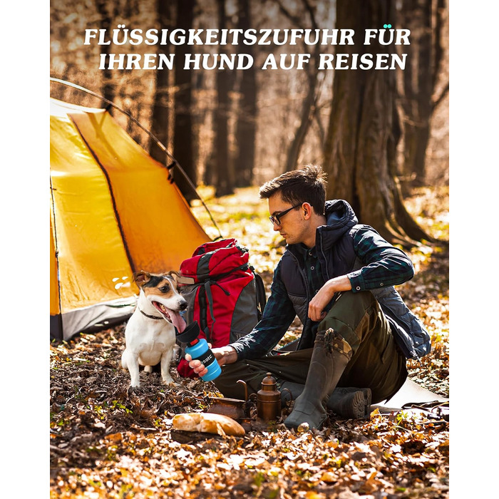 Складана пляшка для води для собак Lesotc 1000 мл, витоку немає, блакитна