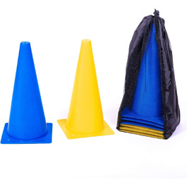 Набір фігурок 8LevelUp Pylonen (8 шт.) – 30 см. Ідеально для футболу, верхової їзди, дресирування собак та коней, агіліті. Жовті та сині фігурки, гнучкі, безпечні та міцні, з сумкою.